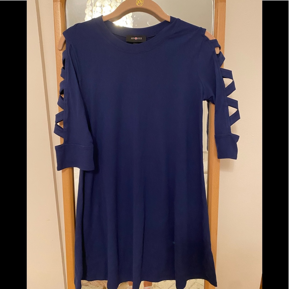 Girls casual blue cutout dress